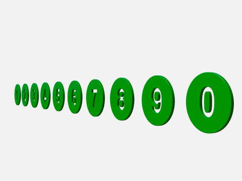 Collection of round numbers green 3D-Modell