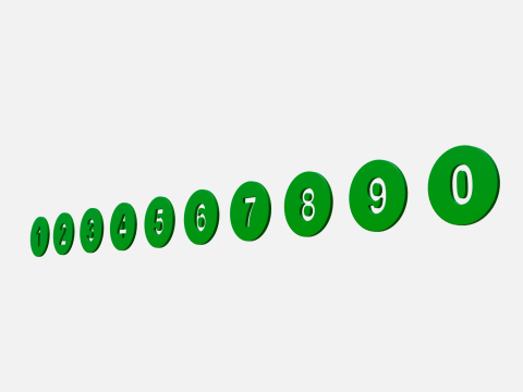 Collection of round numbers green 3D-Modell