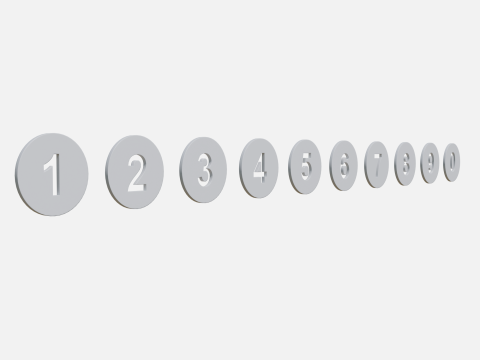 Collection of round numbers white Model 3D