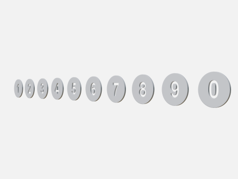 Collection of round numbers white Model 3D