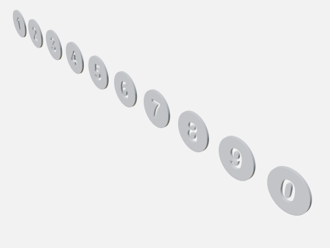 Collection of round numbers white Model 3D
