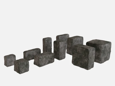 Koleksi batu bata kotor tua Model 3D