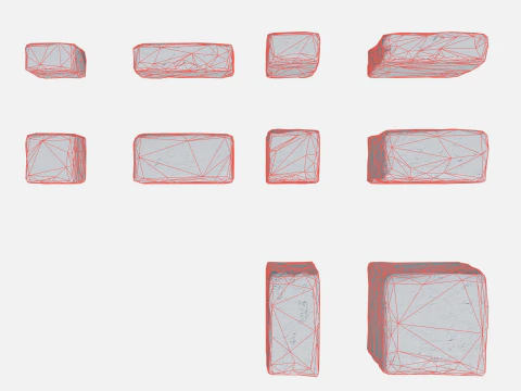 Vecchia collezione di mattoni sporchi Modello 3D