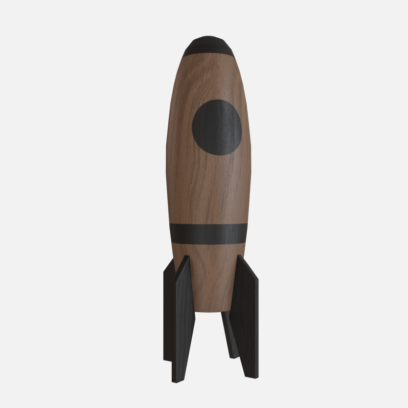 Wood rocket 3D Model .c4d .max .obj .3ds .fbx .stl .blend 
