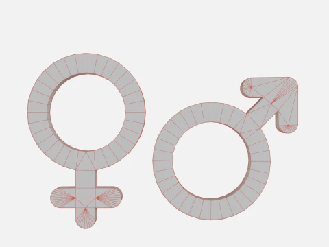 Genders symbols Glossy Plastic 3D Model