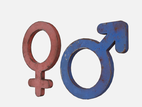 Genders symbols Old Metal 3D Model