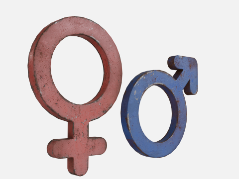 Genders symbols Old Metal 3D Model