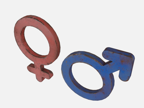 Genders symbols Old Metal 3D Model