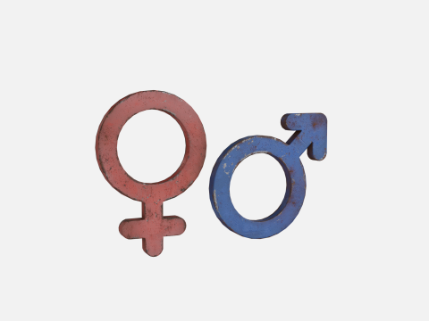 Genders symbols Old Metal 3D Model
