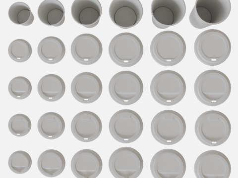 Collection of paper cups 6 sizes 3D मॉडल