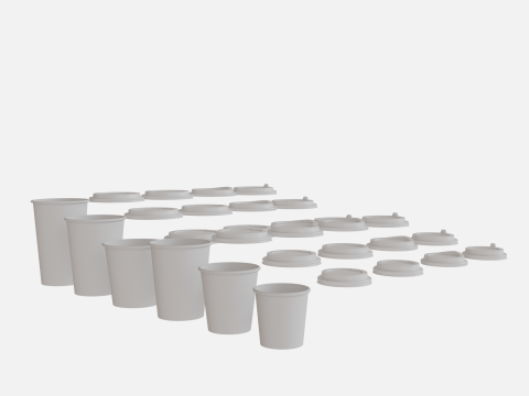 Collection of paper cups 6 sizes 3D मॉडल