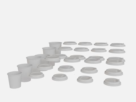 Collection of paper cups 6 sizes 3D मॉडल