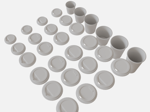 Collection of paper cups 6 sizes 3D मॉडल