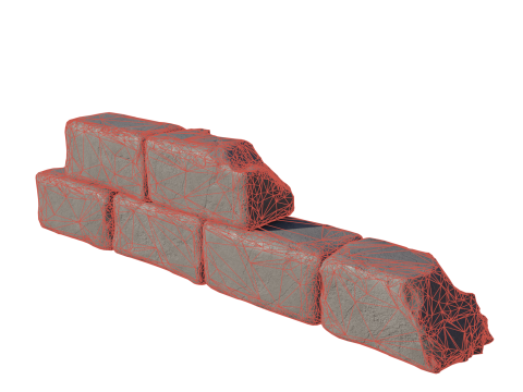 Old bricks wall 1 3D Model