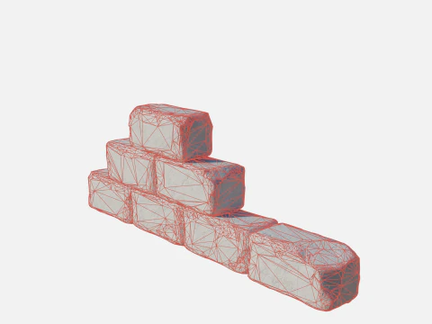 Old bricks wall 2 3D Model