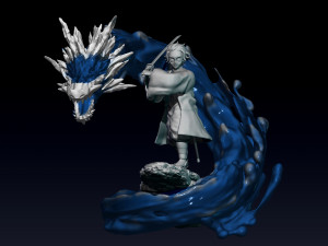 kimetsu no yaiba - demon slayer - tanjiro water stance statue 3Dプリントモデル