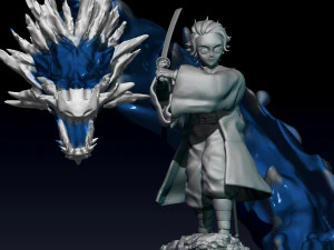 kimetsu no yaiba - demonendoder - tanjiro waterstandbeeld 3D printmodel