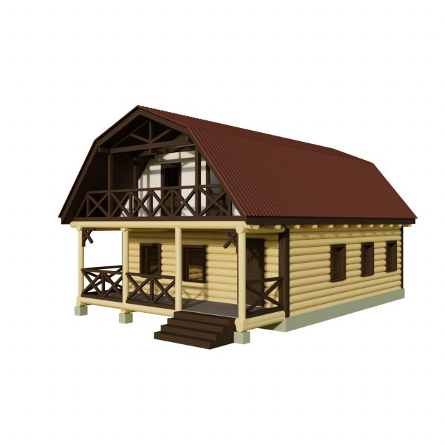 wooden house 3D Model .c4d .max .obj .3ds .fbx .stl .blend