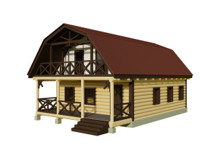 wooden house Modèle 3D