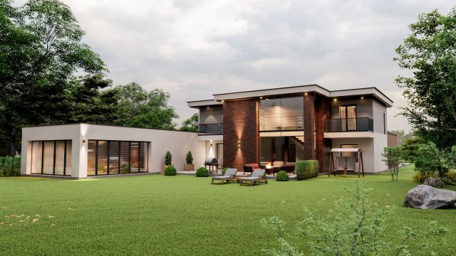 residential house with swimming pool Model 3D .c4d .max .obj .3ds .fbx .stl .blend 
