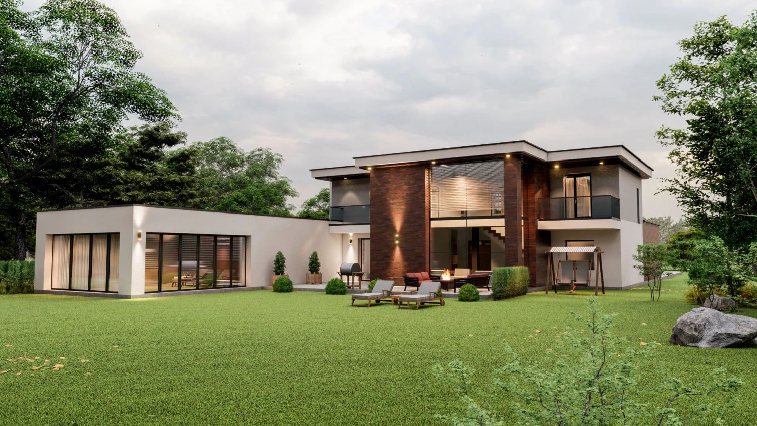 residential house with swimming pool 3D Model .c4d .max .obj .3ds .fbx .stl .blend 