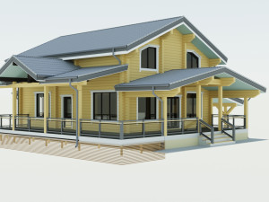 wooden house Model 3D
