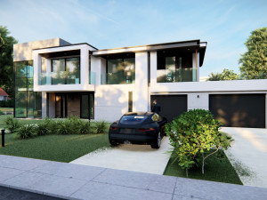 Residential house with swimming pool 3D 模型