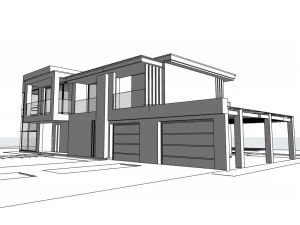 Residential house with swimming pool 3D Model