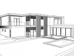 Residential house with swimming pool 3D 模型