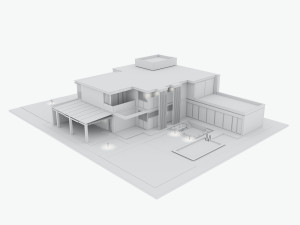 Residential house with swimming pool 3D 模型