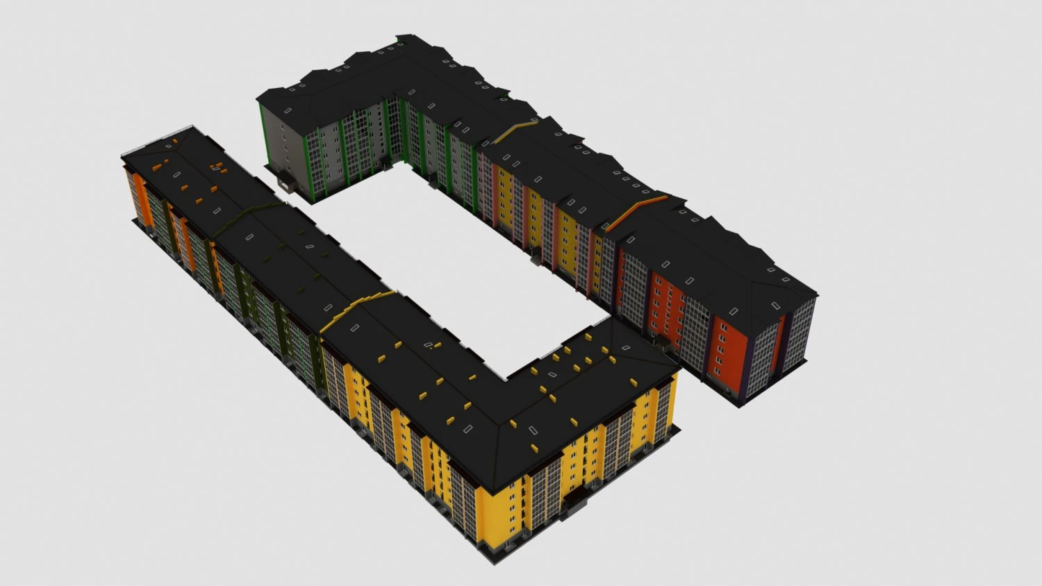 apartment building 3D Model .c4d .max .obj .3ds .fbx .stl .blend