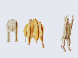 Animal-shaped furniture models made of plywood 3D Model