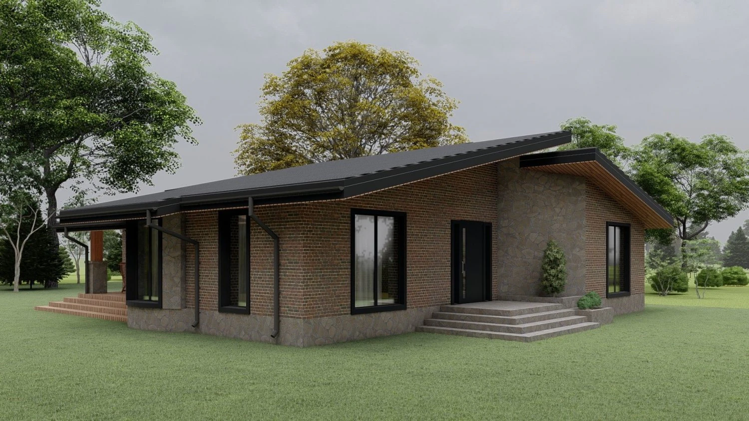 Residential chalet house 3D Model .c4d .max .obj .3ds .fbx .stl .blend
