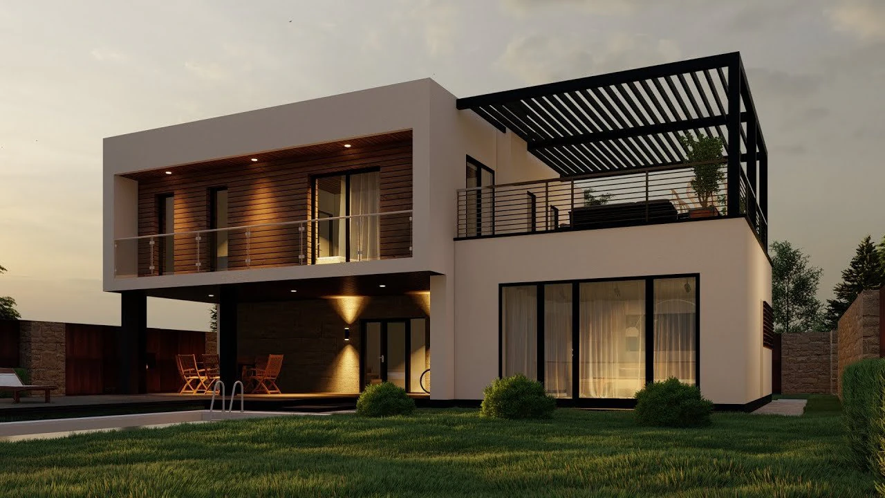 Modern Residential house 3D Model .c4d .max .obj .3ds .fbx .stl .blend 