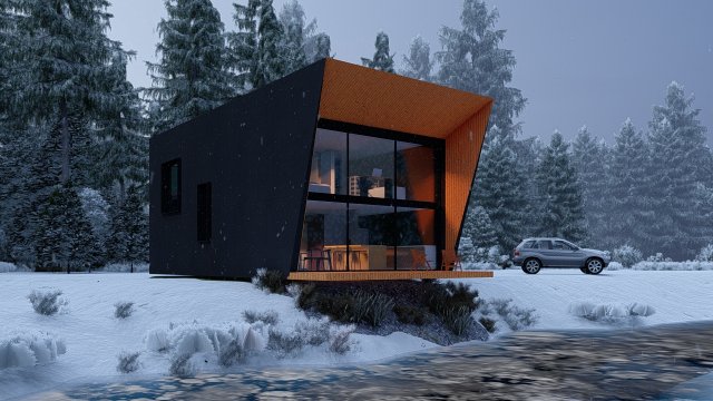 Modular house in brutalism Model 3D .c4d .max .obj .3ds .fbx .stl .blend 