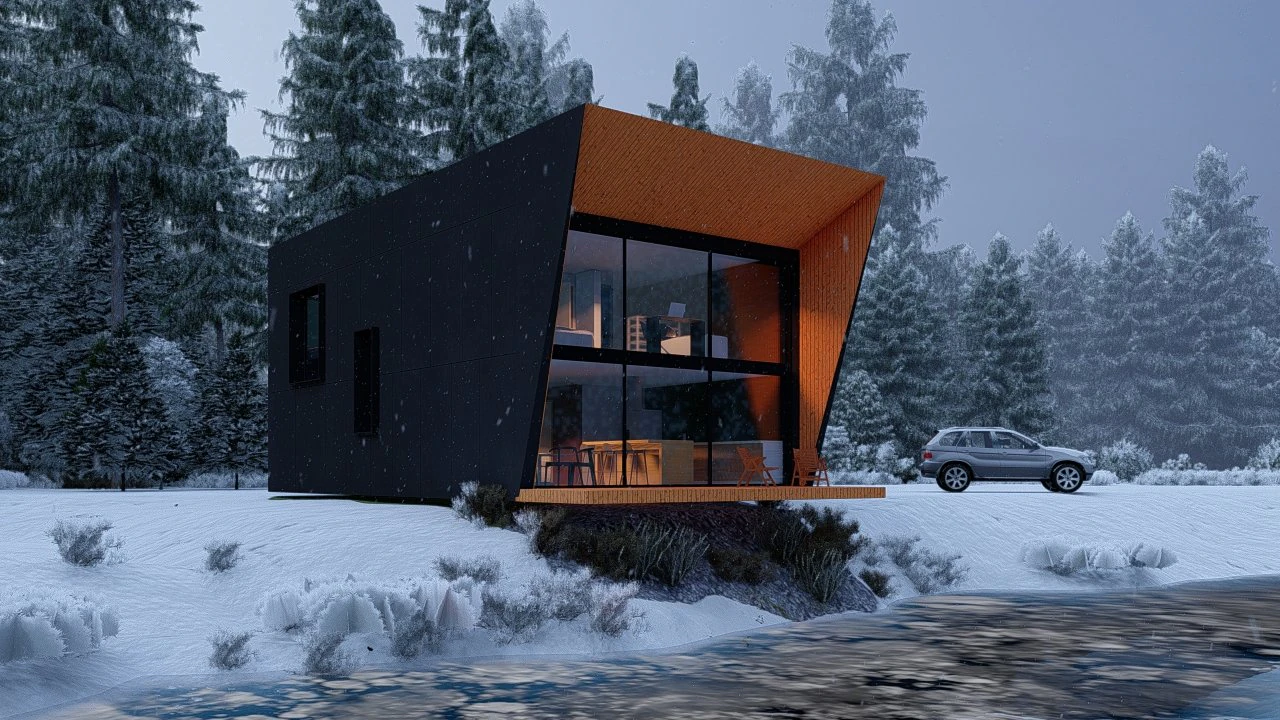 Modular house in brutalism 3D Model .c4d .max .obj .3ds .fbx .stl .blend