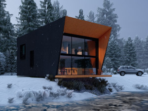 Modular house in brutalism 3D Модель