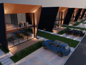 Modular house in brutalism 3D Model