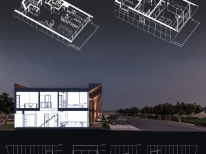 Modular house in brutalism 3D Model