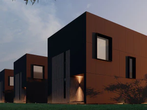 Modular house in brutalism 3D Model
