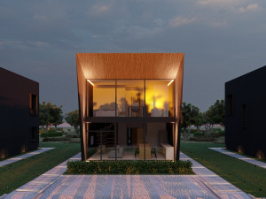 Modular house in brutalism Model 3D
