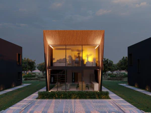 Modular house in brutalism 3D Model