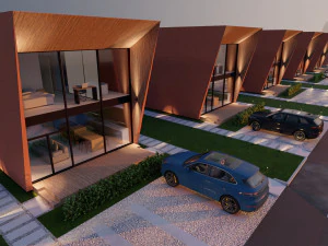 Modular house in brutalism 3D Model