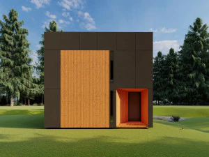Modular house in brutalism 3D Model