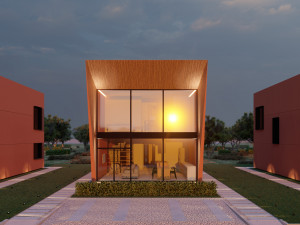 Modular house in brutalism Model 3D