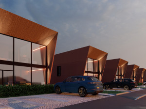 Modular house in brutalism Model 3D