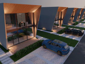 Modular house in brutalism 3D Model