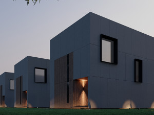 Modular house in brutalism Model 3D