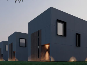 Modular house in brutalism 3D Model