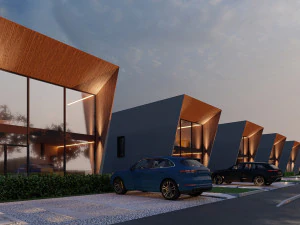 Modular house in brutalism 3D Model